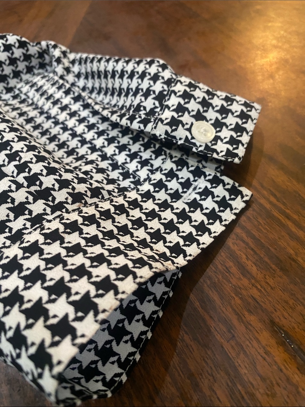 Lands' End Black and White Houndstooth Blouse - Picture 4 of 5